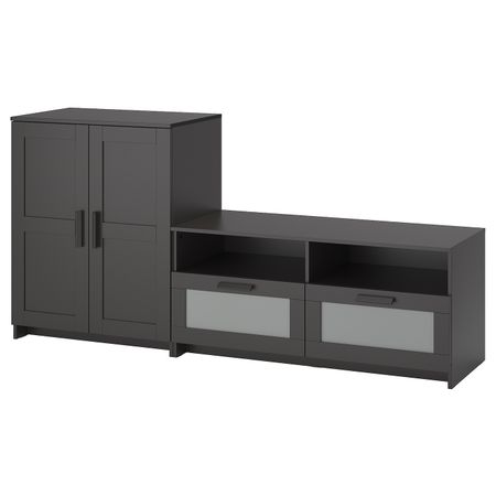Шкаф для ТВ, комбинация, черный 200x41x95 см IKEA BRIMNES БРИМНЭС 392.397.60
