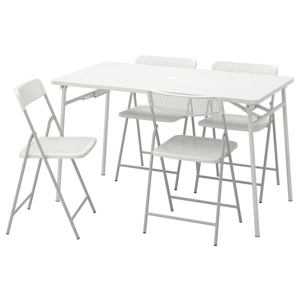 Стол + 4 складных стула, для сада, белый, белый, серый, 130 см IKEA TORPARÖ ТОРПАРЁ 894.948.66 - фото 1
