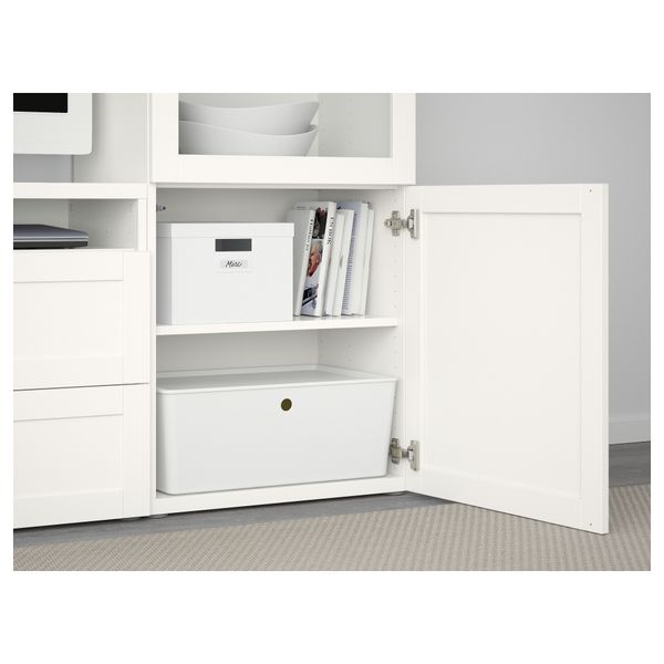 Шкаф для ТВ, комбинированный, стекляные дверцы БЕСТО, Ханвикен, Синдвик белый прозрачное стекло (240x40x128 см) - фото 3