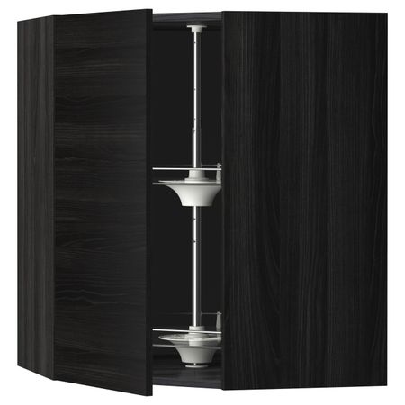 Угловой навесного шкаф с вращающейся секц, черный, Тингсрид черный 68x80 см IKEA МЕТОД 992.334.30