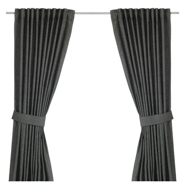 Гардины с прихватом, 1 пара ИНГЕРТ, темно-серый (145x300 см) - фото 1