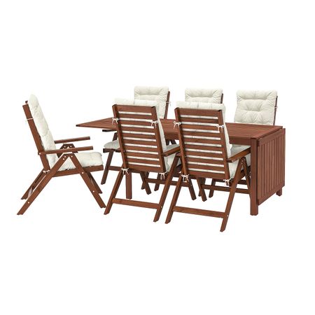 Стол+6кресел,д/сада, коричневая морилка/Куддарна бежевый IKEA ÄPPLARÖ ЭПЛАРО 892.897.19