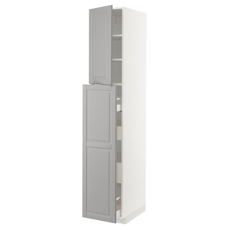 Высокий шкаф, выдвижной секцией, 4ящик, 1дверцы, 2полками IKEA METOD МЕТОД, MAXIMERA МАКСИМЕРА 394.676.53