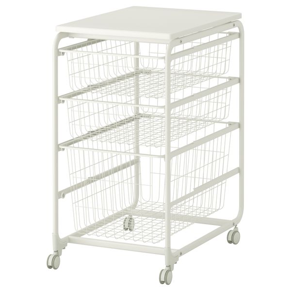 Рама, проволочная корзин, верхняя полка, колесики АЛЬГОТ, белый (41x60x78 см) - фото 2