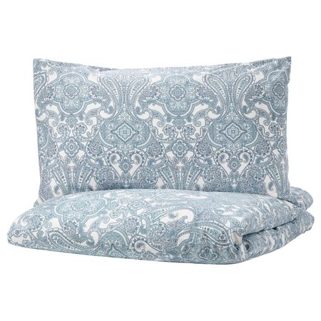 Пододеяльник и 1 наволочка, белый, синий 150x200/50x70 см IKEA JÄTTEVALLMO ЙЭТТЕВАЛЛМО 103.997.11