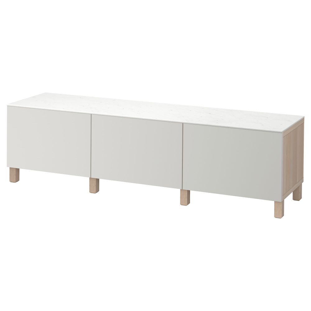 Комбинация для хранения с ящиками БЕСТО, под беленый дуб, Лаппвикен светло-серый (180x42x48 см) - фото 1