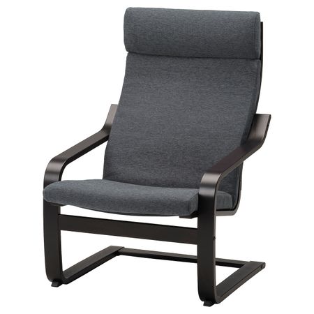 Кресло, черно-коричневый/Хили темно-серый IKEA POÄNG ПОЭНГ 193.193.81