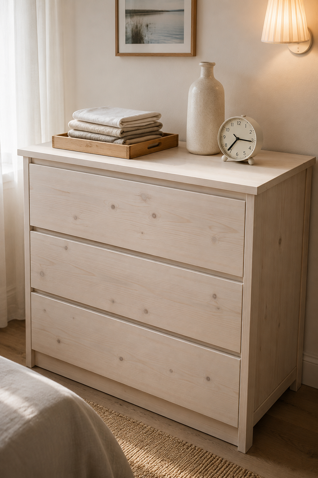IKEA HEMNES комод из массива сосны — натуральная текстура дерева и ремонтопригодная поверхность