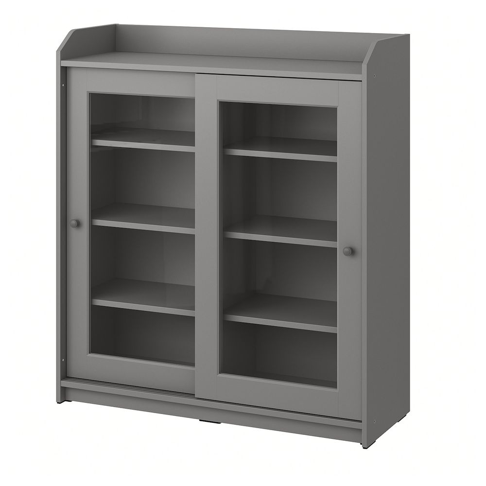 Шкаф-витрина, серый 105x116 см IKEA HAUGA ХАУГА 704.150.77 - фото 1