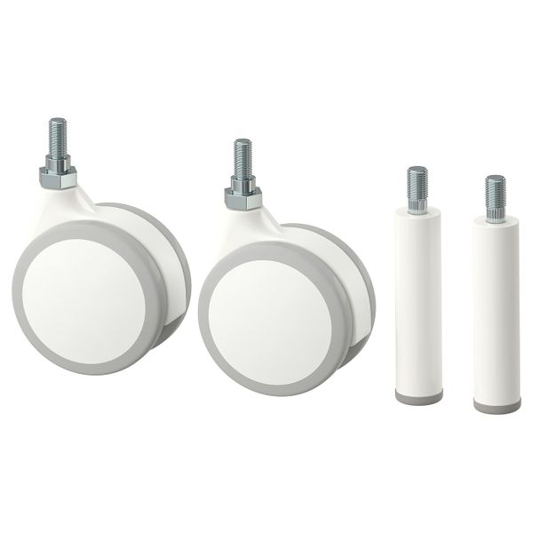 2 ножки и 2 колесика, белый IKEA JONAXEL ЙОНАКСЕЛЬ 804.312.94 - фото 1