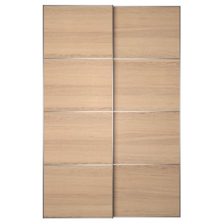 Пара раздвижных дверей ИЛЬСЕНГ, дубовый шпон, беленый