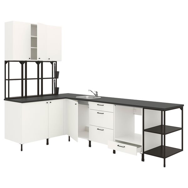 Угловая кухня, антрацит/белый IKEA ENHET 293.379.02 - фото 1