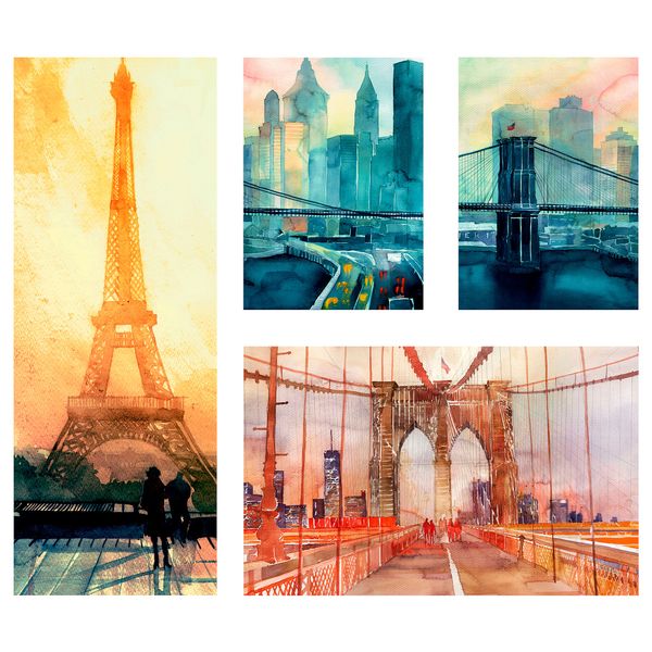 Набор картин,4 штуки ГРОНБИ, Городские пейзажи (92x78 см) - фото 1