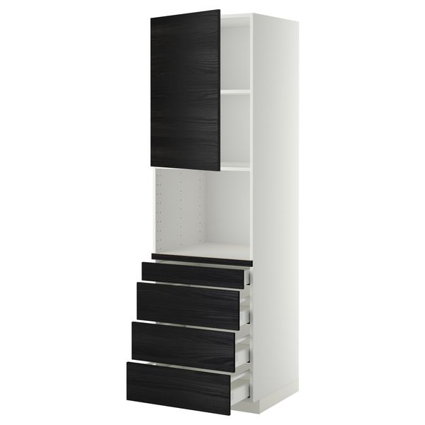 Высокий шкаф для комбинированния СВЧ, 4 ящика МЕТОД / МАКСИМЕРА, белый, Тингсрид черный - схема-чертеж с размерами