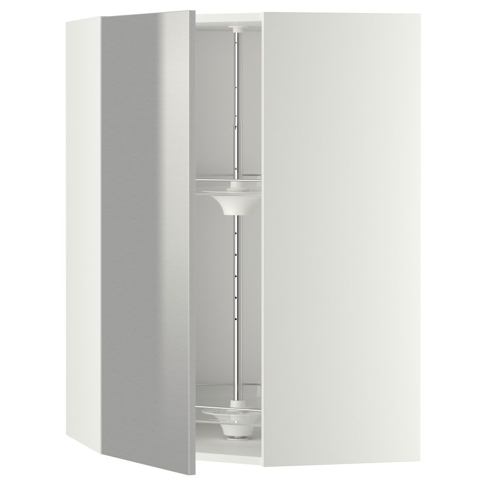 Угловой навесной шкаф с вращающейся секцией МЕТОД, белый, Гревста нержавеющ сталь - схема-чертеж с размерами