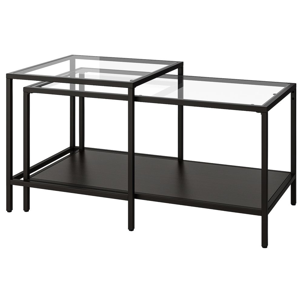 Комплект столов, 2 шт, черно-коричневый/стекло 90x50 см IKEA VITTSJÖ ВИТШЁ 803.833.06 - фото 1