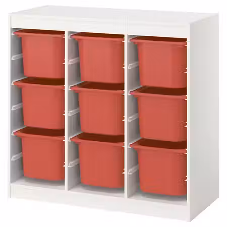 TROFAST Комбинация д/хранения+контейнеры - ширма/белый красный 99x44x94 см