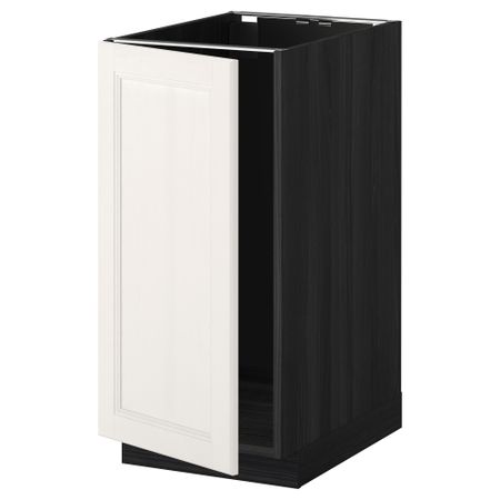 Напольный шкаф для мойки, мусорных контейнер МЕТОД, черный, Лаксарби белый (40x60 см)