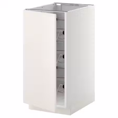 METOD Напольный шкаф/проволочные корзины - белый/Veddinge белый 40x60 см