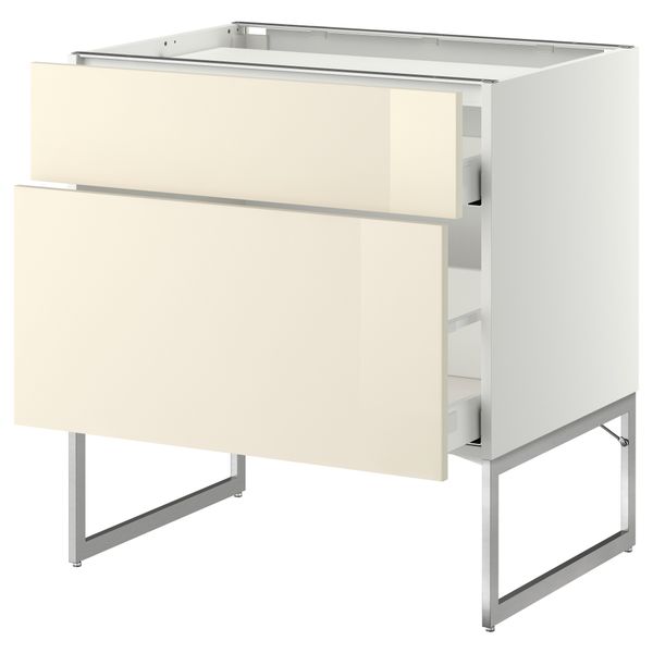 Напольный шкаф, 2 фронтальных панели, 3 ящика МЕТОД / МАКСИМЕРА, белый, Рингульт кремовый - схема-чертеж с размерами