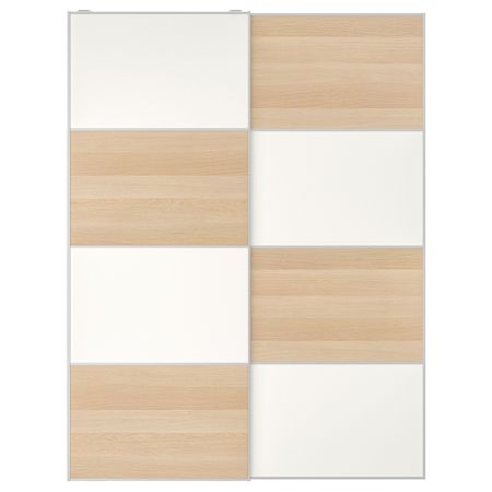 Пара раздвижных дверей, под беленый дуб/белый 150x201 см IKEA MEHAMN МЕХАМН 393.321.45