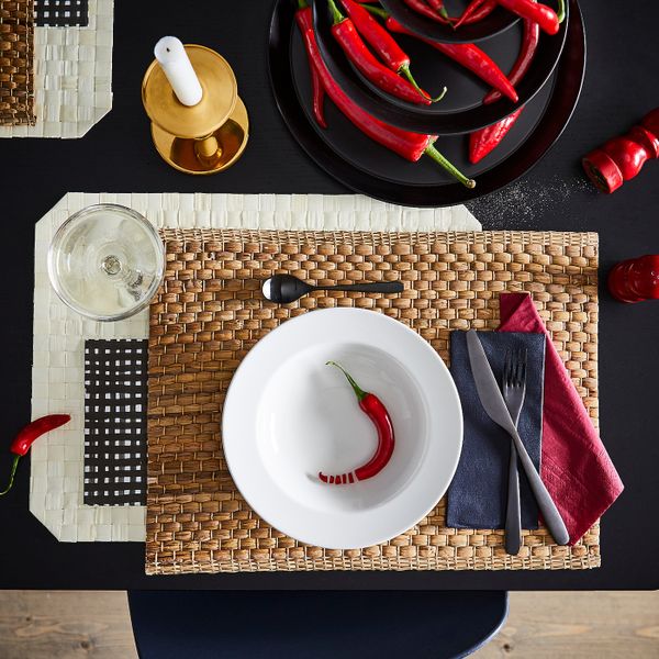 Салфетка под прибор, водный гиацинт/естественный 35x45 см IKEA UNDERLAG УНДЕРЛАГ 003.796.57 - схема-чертеж с размерами