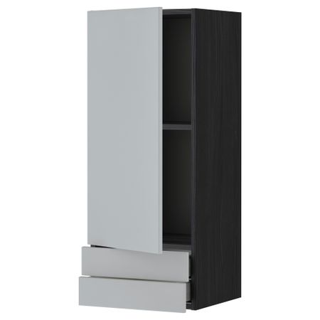 Навесной шкаф с дверцей, 2 ящика МЕТОД / МАКСИМЕРА, черный, Веддинге серый