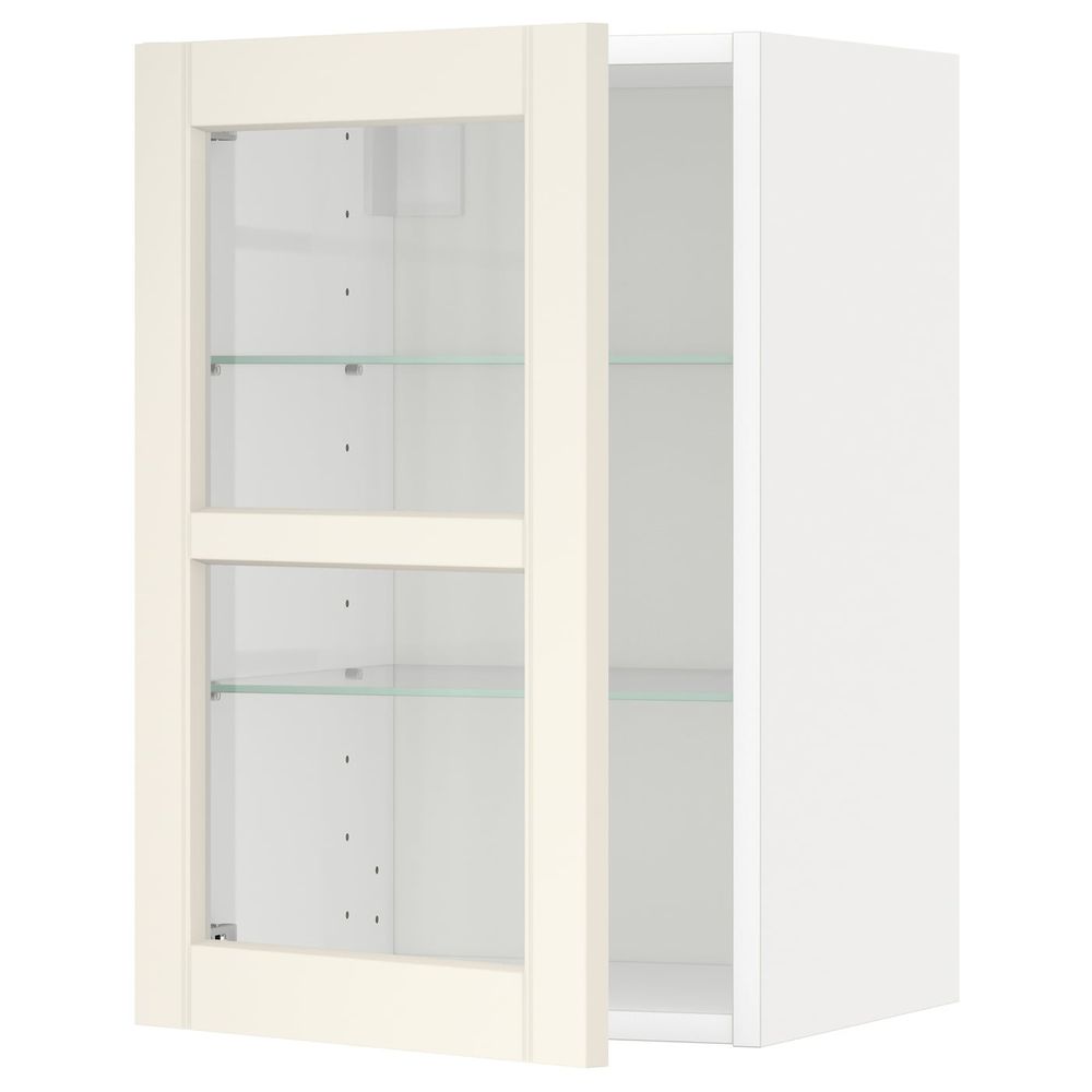 Навесной шкаф с полками, стекляными дв, белый/Хитарп белый с оттенком 40x60 см IKEA METOD МЕТОД 792.404.22 - схема-чертеж с размерами