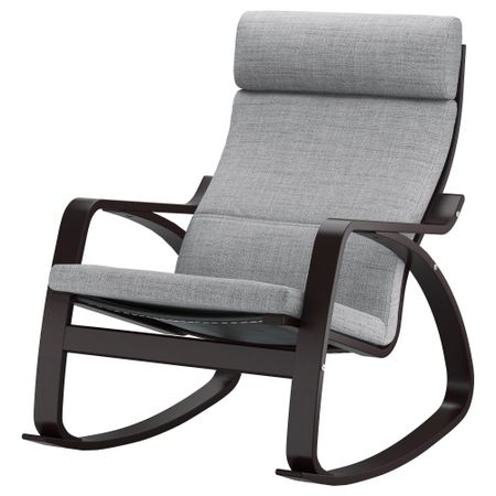 Кресло-качалка ПОЭНГ, черно-коричневый, Исунда серый