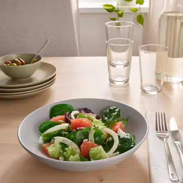 FÄRGKLAR Тарелка глубокая - матовая поверхность светло-серый 23 см - схема-чертеж с размерами