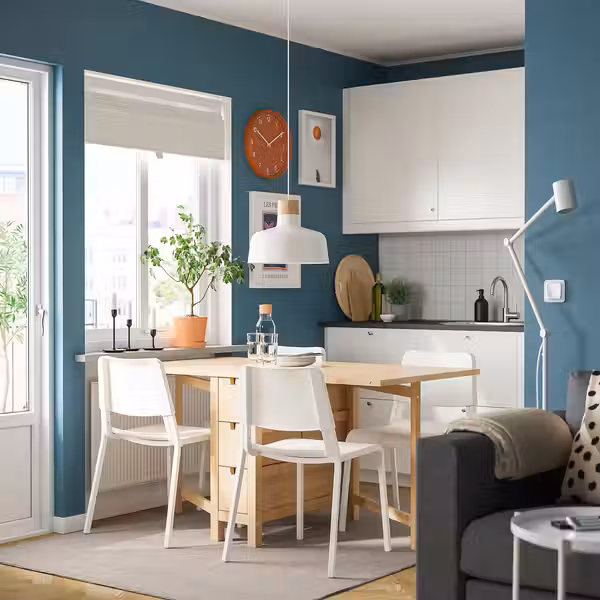 NORDEN / TEODORES Стол и 4 стула - береза/белый 26/89/152 см - фото 2