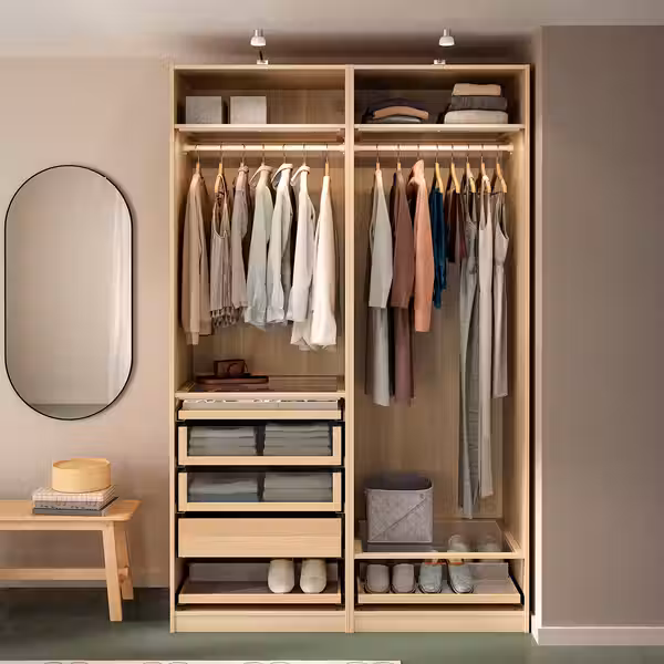 PAX Гардероб, комбинация - под беленый дуб 150x58x236 см - фото 2