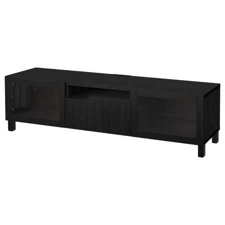 Тумба под ТВ, Лаппвикен, Синдвик черно-коричневый прозрачное стекло, 180x40x48 см IKEA БЕСТО 892.504.15