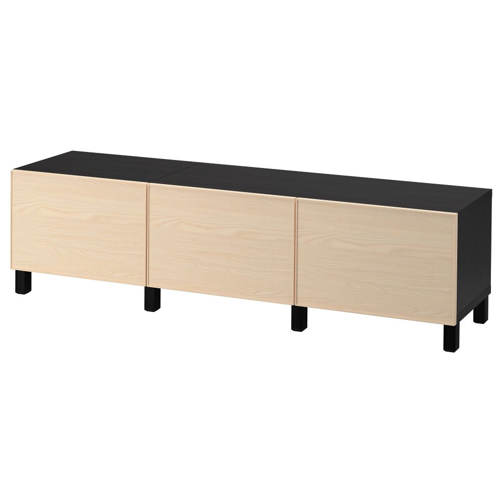 Комбинация для хранения с ящиками БЕСТО, черно-коричневый, Инвикен ясеневый шпон (180x40x48 см) - фото 1