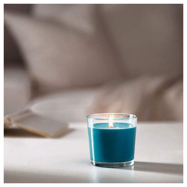 Ароматическая свеча в стакане СИНЛИГ, бирюзовый морской бриз, бирюзовый (9 см) - фото 2