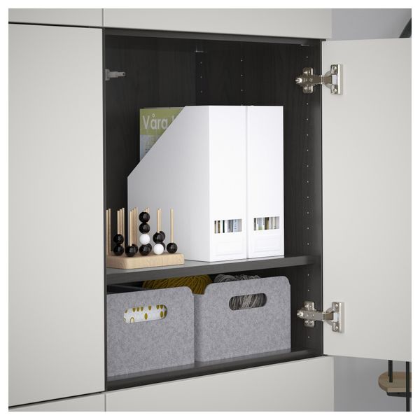 Комбинация для хранения с дверцами БЕСТО, черно-коричневый, Лаппвикен светло-серый (120x40x192 см) - схема-чертеж с размерами