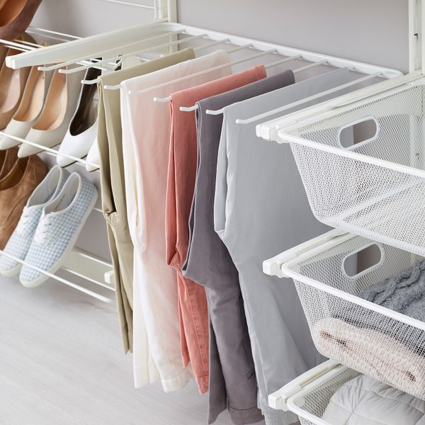 Настенная шина, полки, вешалка для/брюк, белый 189x41x197 см IKEA АЛЬГОТ 492.765.87 - фото 6