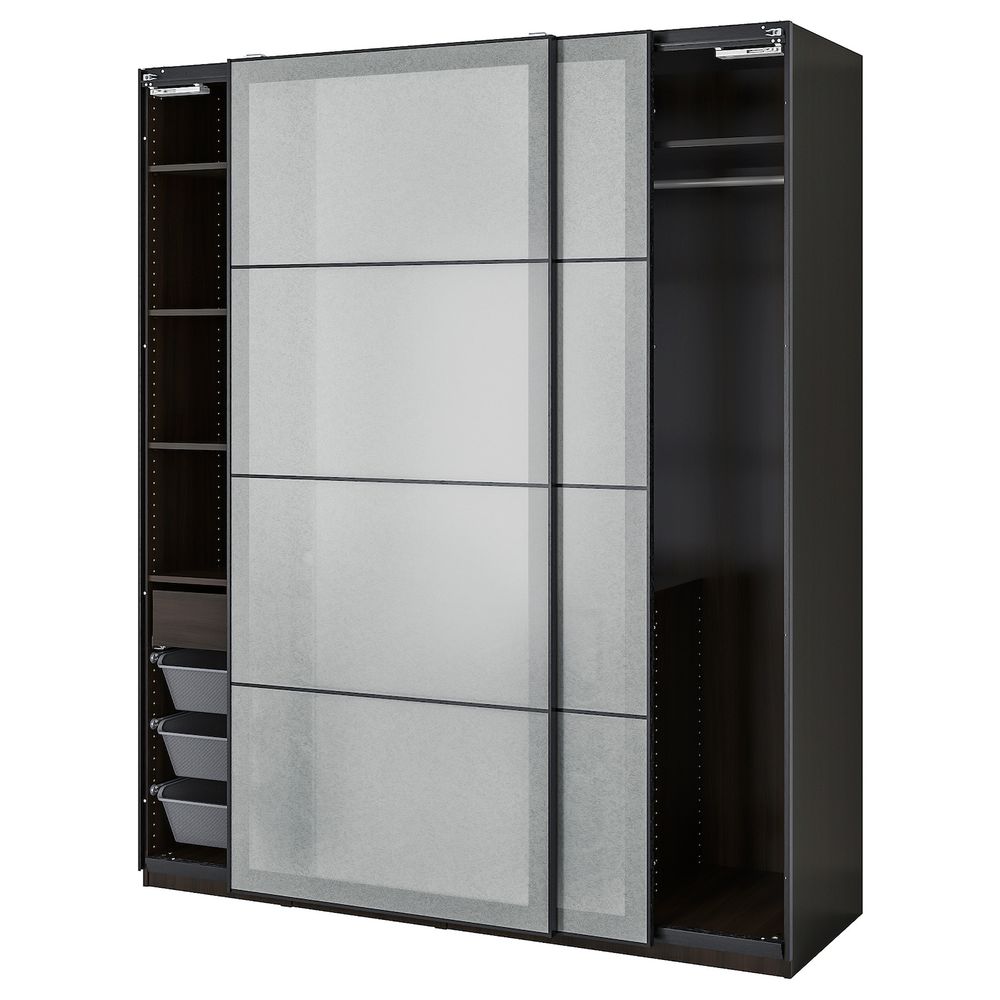 Гардероб, комбинация, черно-коричневый/белый под бумагу 200x66x236 см IKEA PAX ПАКС / SVARTISDAL СВАРТИСДАЛЬ 093.362.96 - фото 1