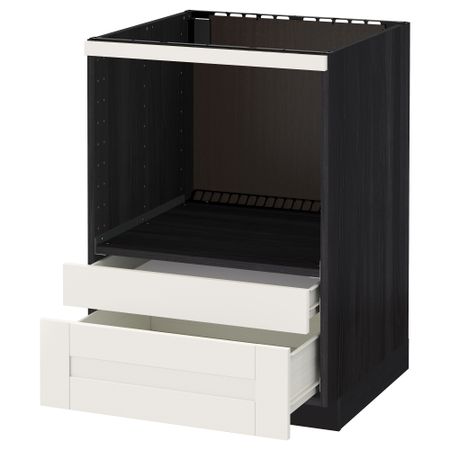 Напольный шкаф для комбинирования СВЧ, ящики МЕТОД / ФОРВАРА, черный, Сэведаль белый (60x60 см)