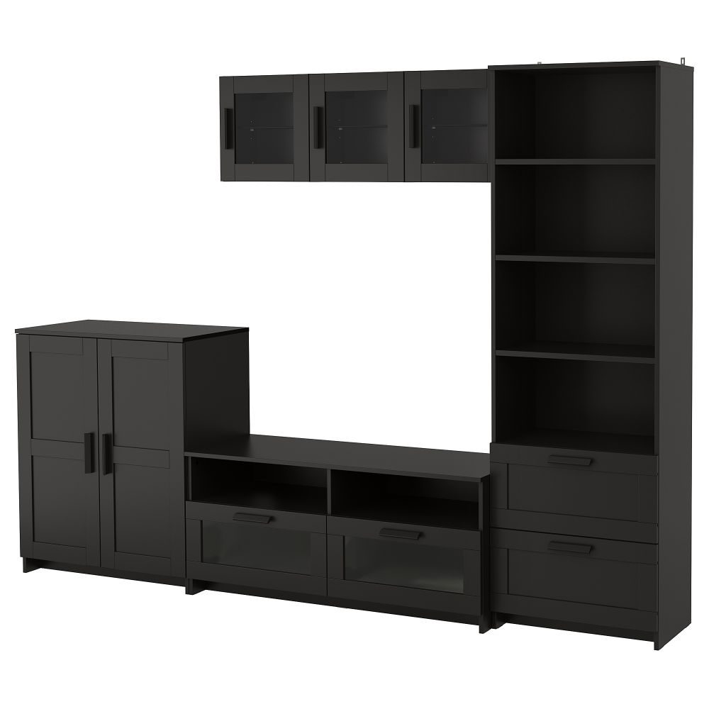 Шкаф для ТВ, комбинация БРИМНЭС, черный (260x41x190 см) - фото 1