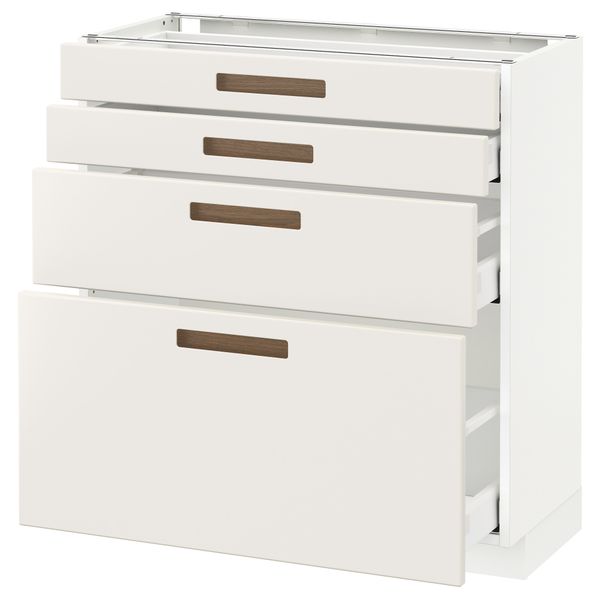 Напольный шкаф 4 фронтальных панели, 4 ящика МЕТОД / МАКСИМЕРА, белый, Мэрста белый - схема-чертеж с размерами