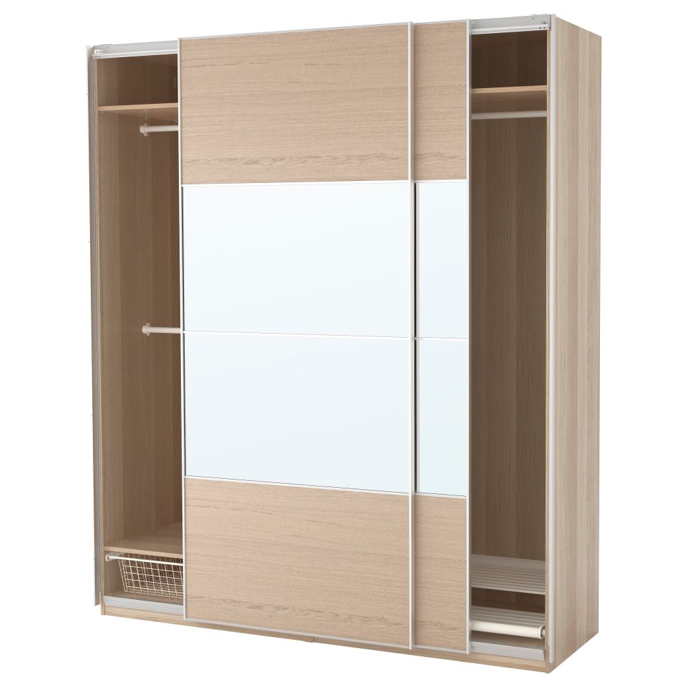 Гардероб ПАКС, под беленый дуб, Аули Ильсенг (200x66x236 см) - фото 1