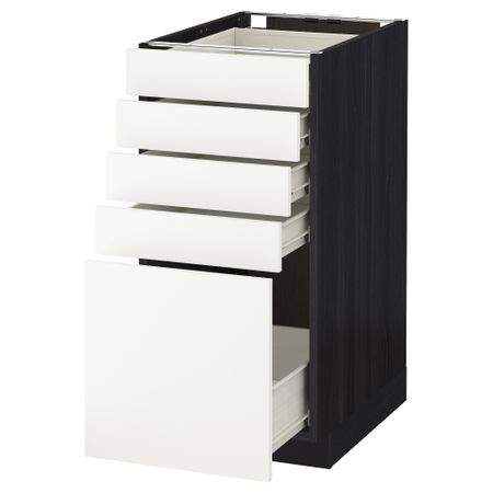 Напольный шкаф с 5 ящиками МЕТОД / ФОРВАРА, черный, Хэггеби белый