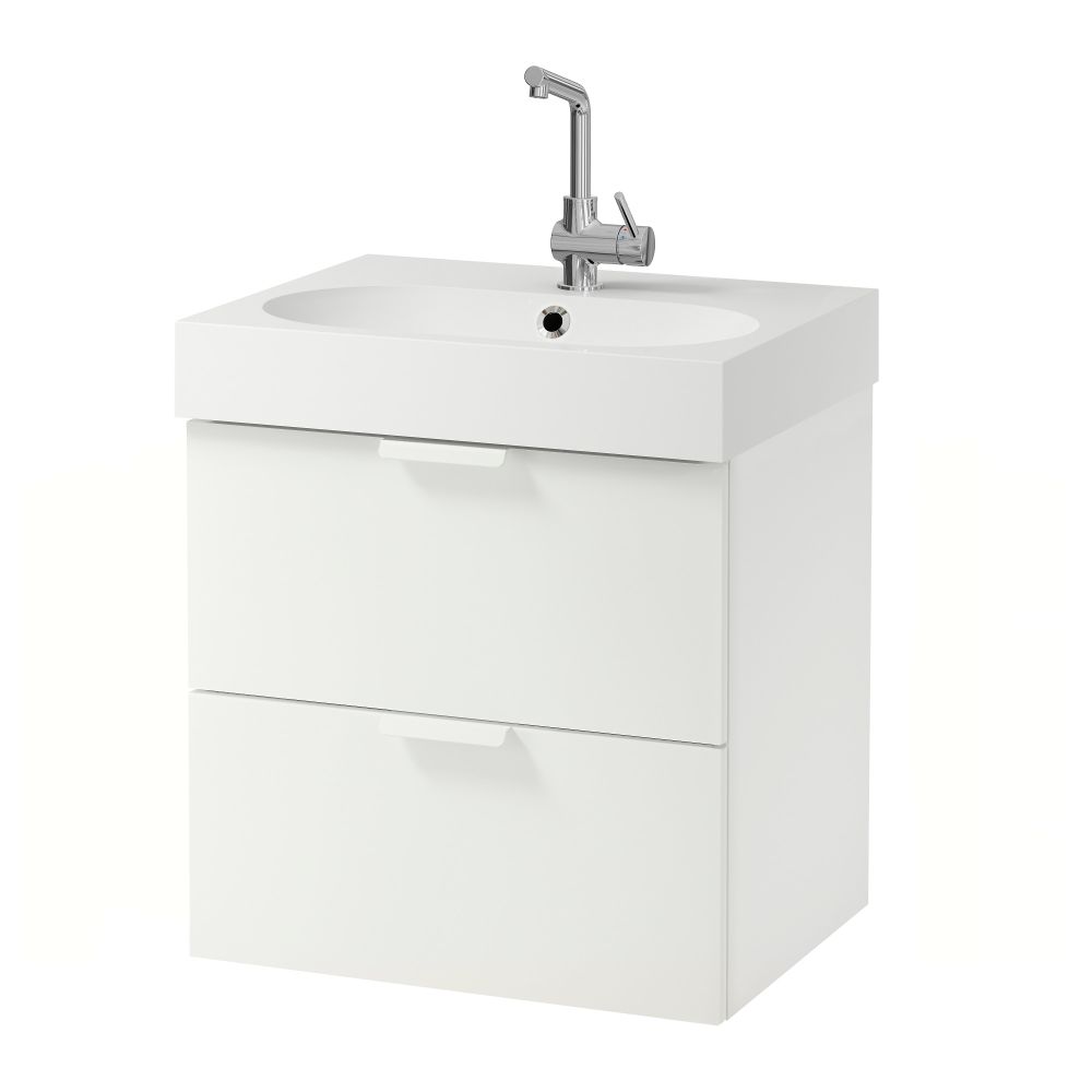 Шкаф для раковины с 2 ящиками ГОДМОРГОН / БРОВИКЕН, белый (61x49x68 см) - фото 1