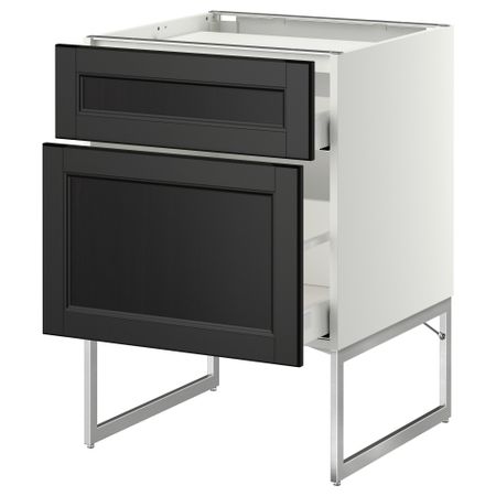 Напольный шкаф, 2 фронтальных панели, 3 ящика МЕТОД / МАКСИМЕРА, белый, Лаксарби черно-коричневый