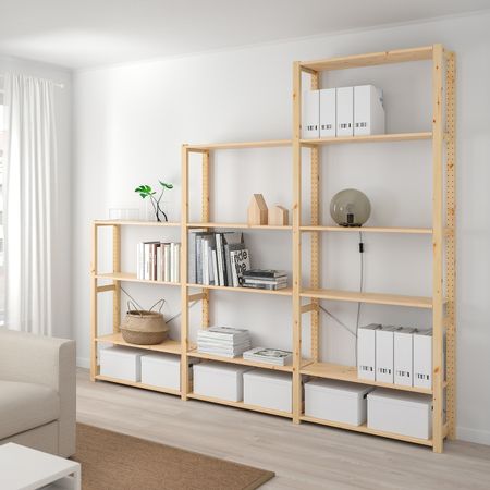 3 секции/полки, сосна 259x30x226 см IKEA IVAR ИВАР 192.483.79