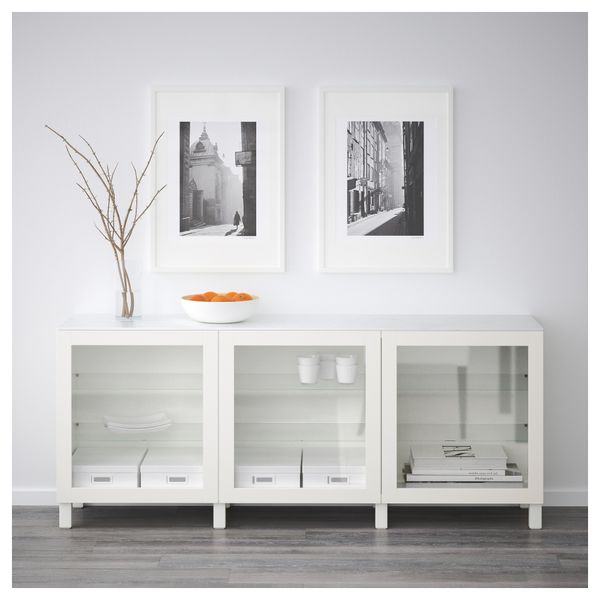 Комбинация для хранения с дверцами БЕСТО, белый, Синдвик белый прозрачное стекло (180x42x74 см) - фото 2