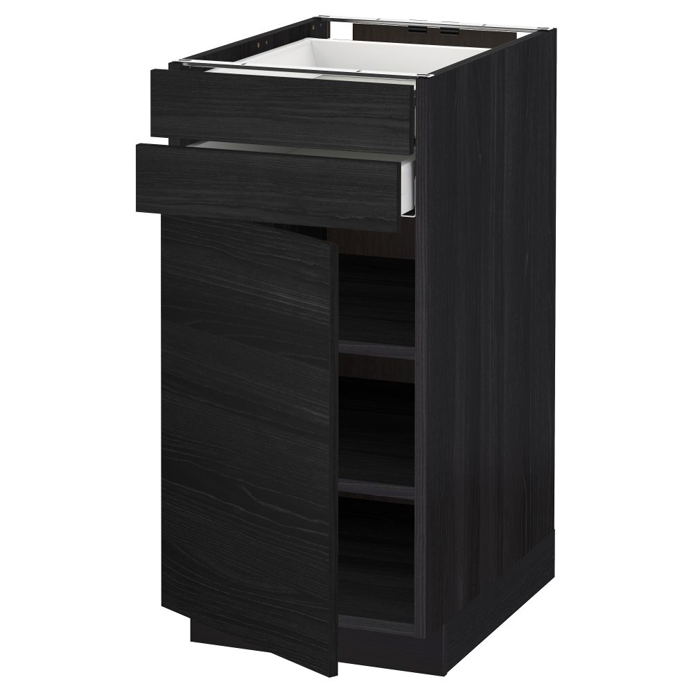 Напольный шкаф с дверцей, 2 ящиками МЕТОД / МАКСИМЕРА, черный, Тингсрид черный - схема-чертеж с размерами