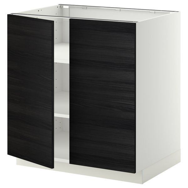 Напольный шкаф с полками/2двери, белый, Тингсрид черный 80x60 см IKEA МЕТОД 692.247.43 - схема-чертеж с размерами