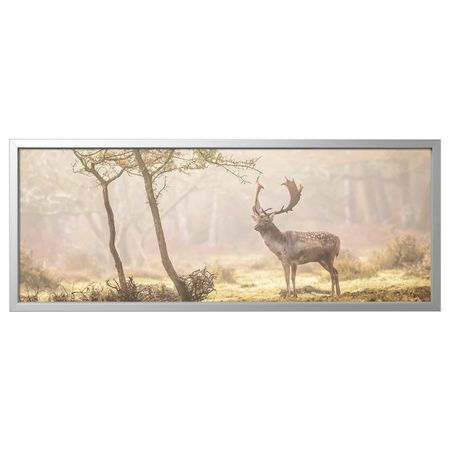 Картина с рамой, Олень на поляне/цвет алюминия 140x56 см IKEA BJÖRKSTA БЬЁРКСТА 493.847.04